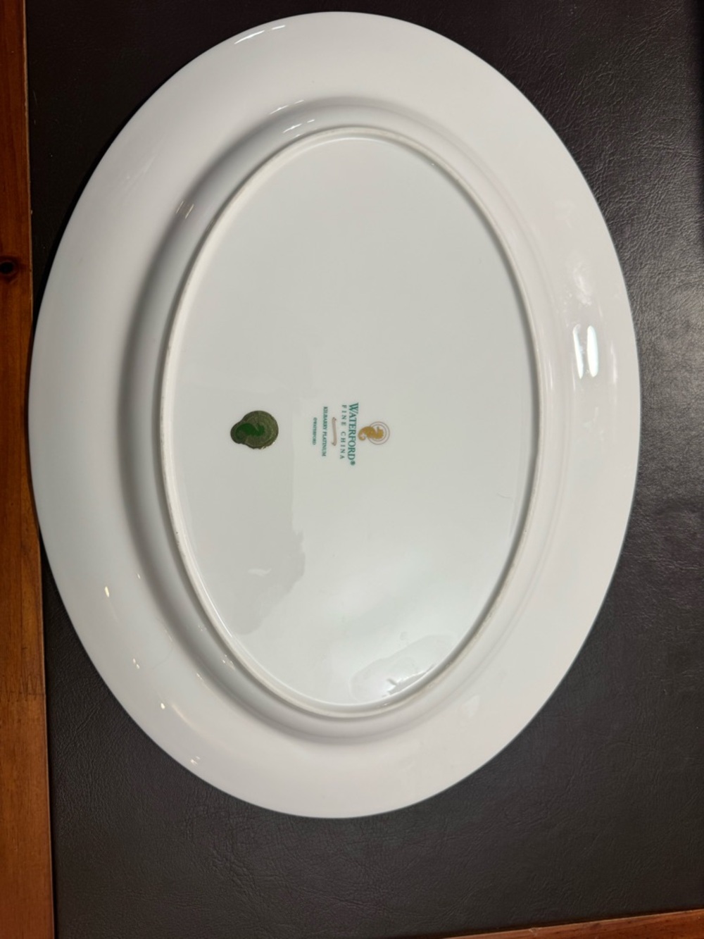 Waterford White Oval Porcelain Platter with Silver Band - Picture 2 of 4